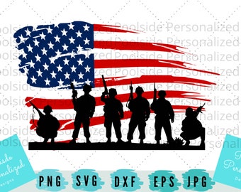 Patriotic Soldier Flag America Veteran Military SVG DXF Eps Jpg Png Cut Files Instant Download Memorial Day USA Cricut Time Saver