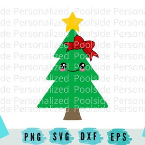 Albero di Natale Bow Girl Face SVG PNG Dxf Eps Cut Files Download istantaneo Girl Natale Kawaii Anime Face Baby Cricut Machine Personalize