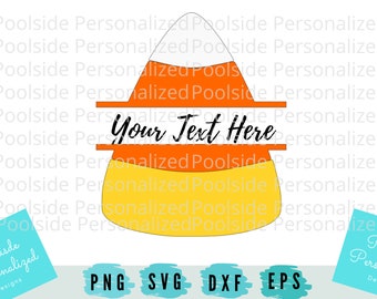 Candy Corn Split Monogram Name Frame Text SVG PNG Dxf Eps Cut Files Instant Download Halloween Thanksgiving Cricut cut file Personalize