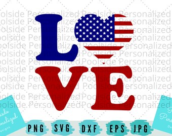 America Love USA Patriotic Heart SVG EPS Dxf Jpg Png Cut Files Instant Download Red White Blue 4th of July Cricut Time Saver Usa Flag