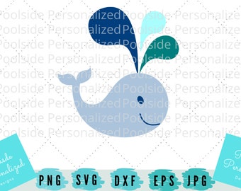 Cute Summer Nautical Whale Simple SVG PNG JPG Dxf Eps Cut Files Instant Download Fish Time saver Cricut cutting machines