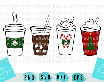 Christmas Lover Coffee Holiday Cups Iced Coffee Winter Cute Starbucks Clip Art  Doodle SVG PNG Dxf Eps Cut Files Instant Download Cricut