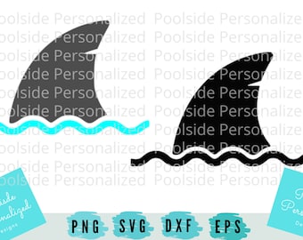 Shark Fin Waves Cute Simple Shark Week Grey Blue Black  SVG PNG Dxf Eps Cut Files Instant Download Fish Time saver Cricut cutting machines