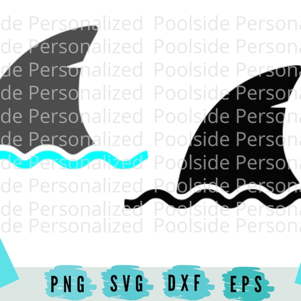 Shark Fin Waves Cute Simple Shark Week Grey Blue Black  SVG PNG Dxf Eps Cut Files Instant Download Fish Time saver Cricut cutting machines