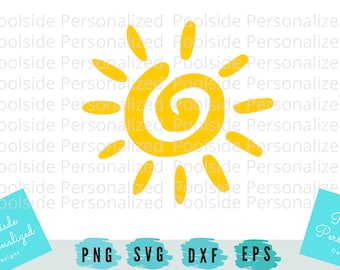 Cute Simple Cartoon Sun Summer SVG PNG Dxf Eps Cut Files Instant Download Time saver Cricut cutting machines Warm Holiday Anime Beach Pool