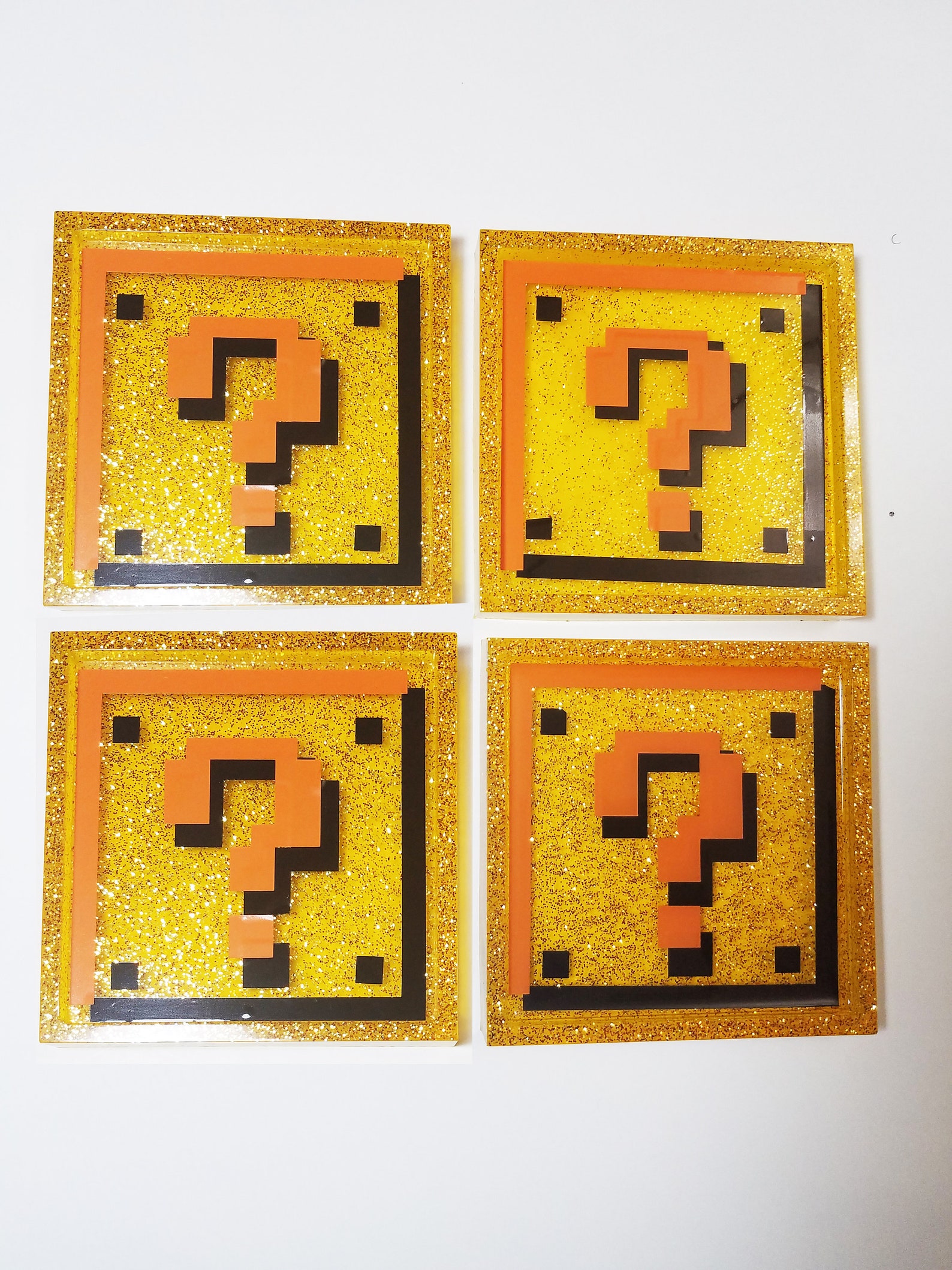 Super Mario Bros Question Mark Block Resin Glitter Coaster - Etsy