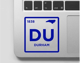 Duke University NC Periodic Symbol Laptop Vinyl Decal- Duke Fan Gifts- Duke Blue Devils- Blue Devils Gifts- Duke Blue Devils Student Gifts