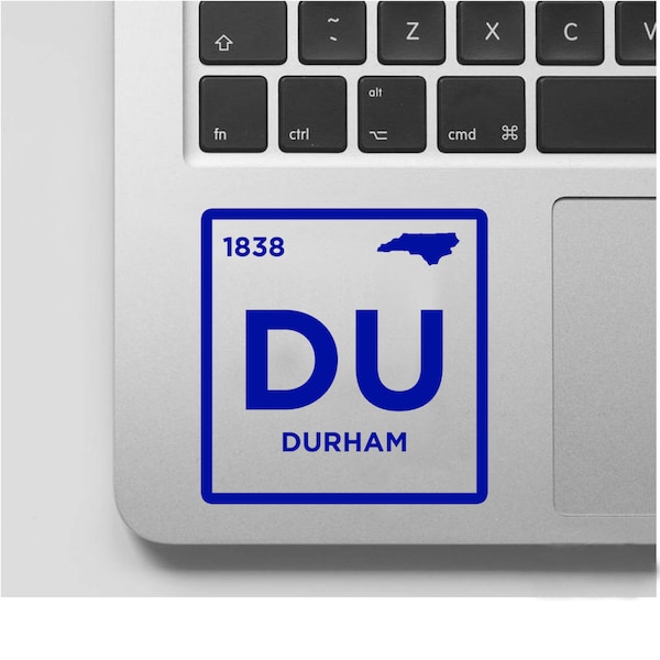 Duke University NC Periodic Symbol Laptop Vinyl Decal- Duke Fan Gifts- Duke Blue Devils- Blue Devils Gifts- Duke Blue Devils Student Gifts