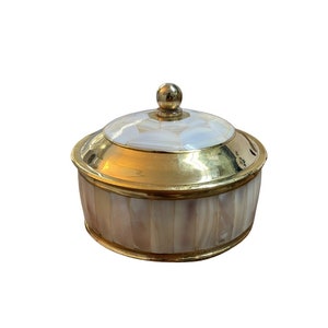 Timeless Vintage Brass & Mother of Pearl Urn - A Petite Memorial Keepsake