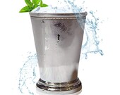 Mint Julep Cup - Solid Aluminum Nickel Plated 12 Oz Beautifully Beaded Trim Edging Mint Julep Cups Capacity for Drink Mix