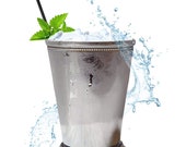 Mint Julep Cup - Solid Aluminum Nickel Plated 12 Oz Beautifully Beaded Trim Edging Mint Julep Cups Capacity for Drink Mix