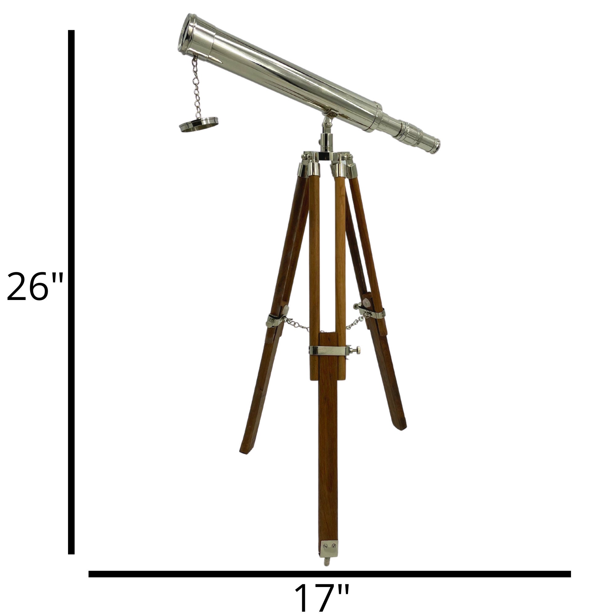 Chrome Telescope 18 Wooden Stand Etsy