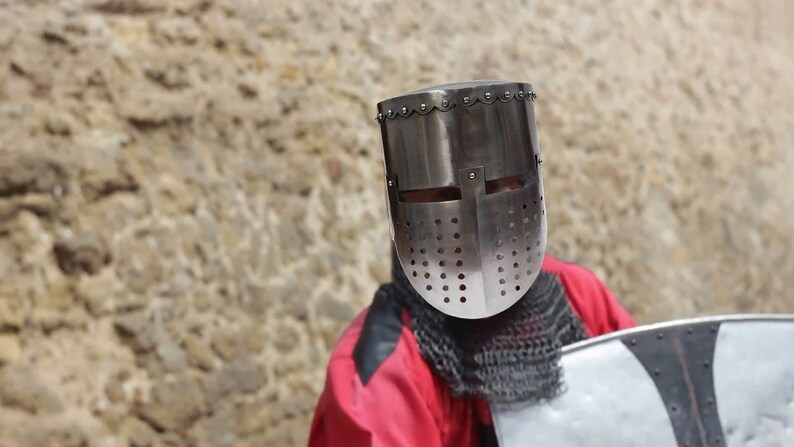 Medieval Templar Crusader Chrome Helmet Battle Ready for a - Etsy