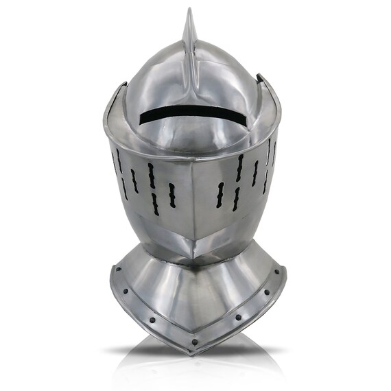 Close European Medieval Knight Armor Helmet, One S