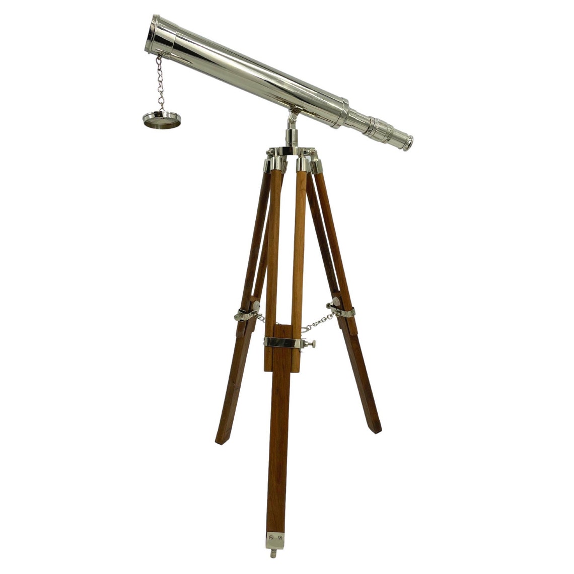 Chrome Telescope 18 Wooden Stand Etsy