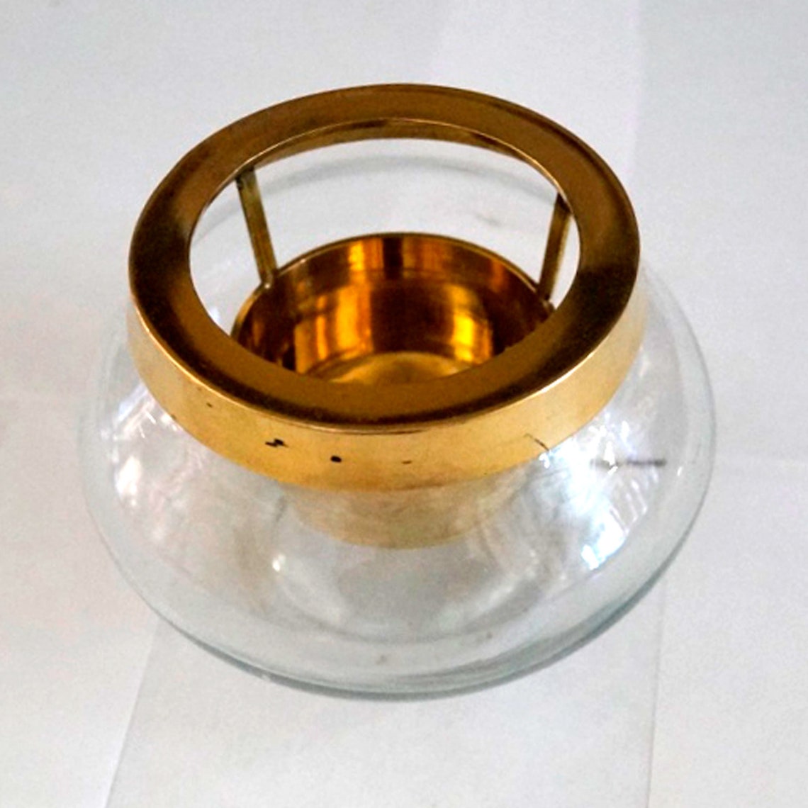 Glass Ball Candle Holder 3 with Brass Center Dinning Etsy