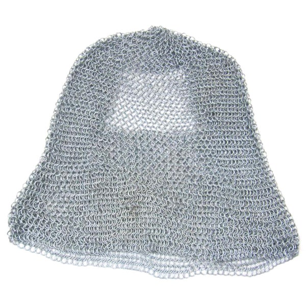 Medieval Solid Iron Chain Mail Hood Crusader Coif Armor - Battle Ready, Silver, One Size…