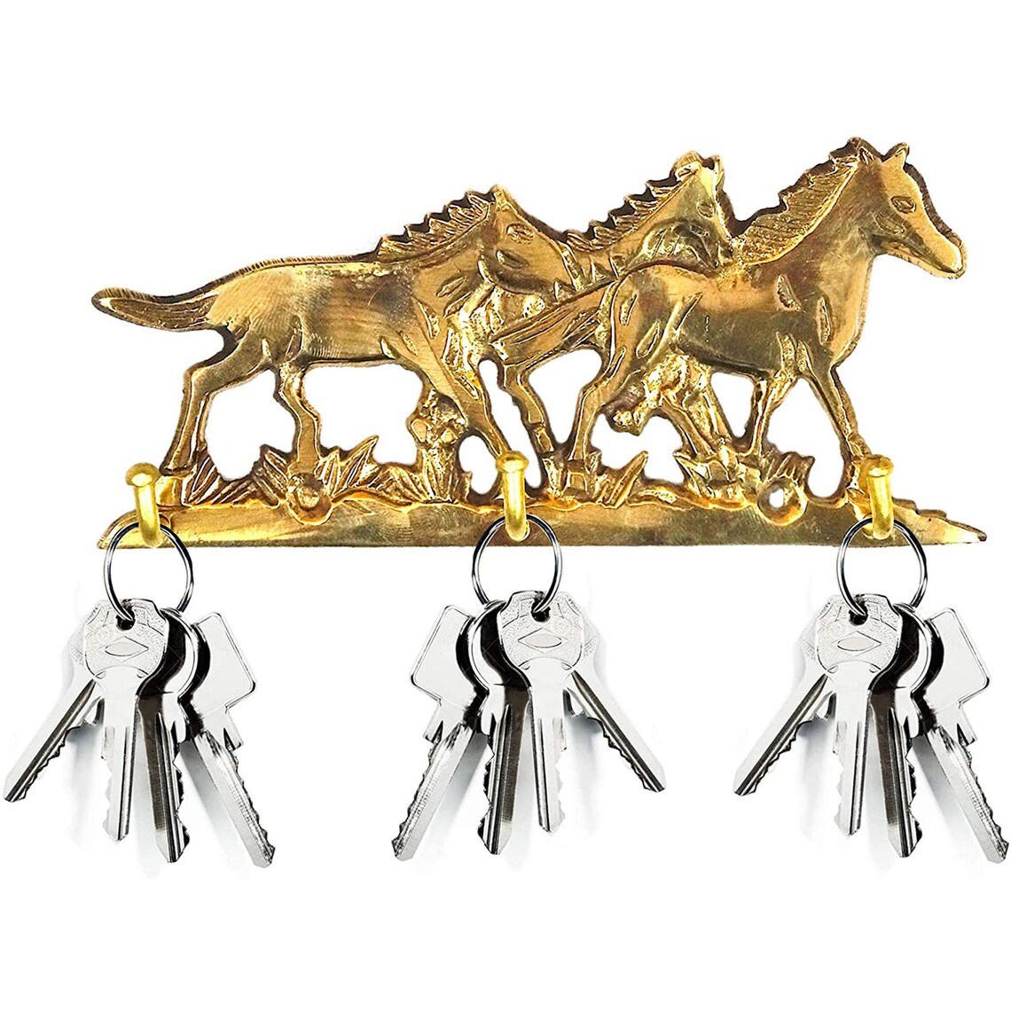 Solid Brass Small Horse Key Holder Hook 5 Large Animal Keys Etsy