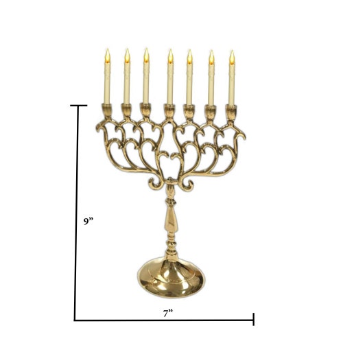 Solid Brass Menorah Candle Holder 7 Branch Jerusalem Temple Etsy