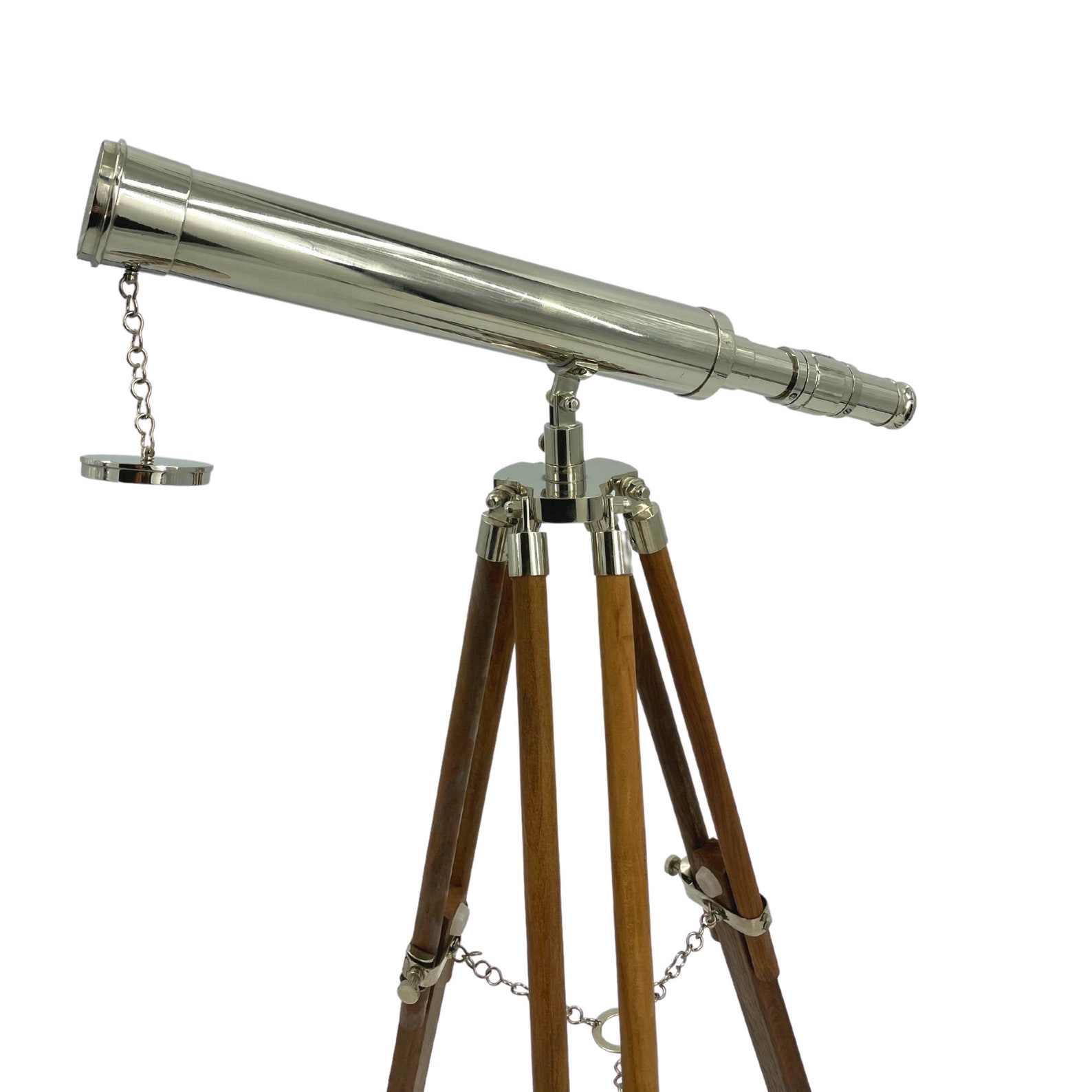 Chrome Telescope 18 Wooden Stand Etsy