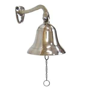 Wall Hanging Polished Chrome Dinner Tip Indoor/Outdoor Nautical Bells, Ship Boat Maritime Decor