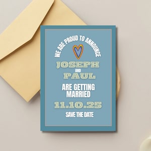 Orgulho salvar a data cartão de anúncio de casamento para gays, lésbicas, LGBQT, mesmo sexo casamento modelo de canva de dígito editável