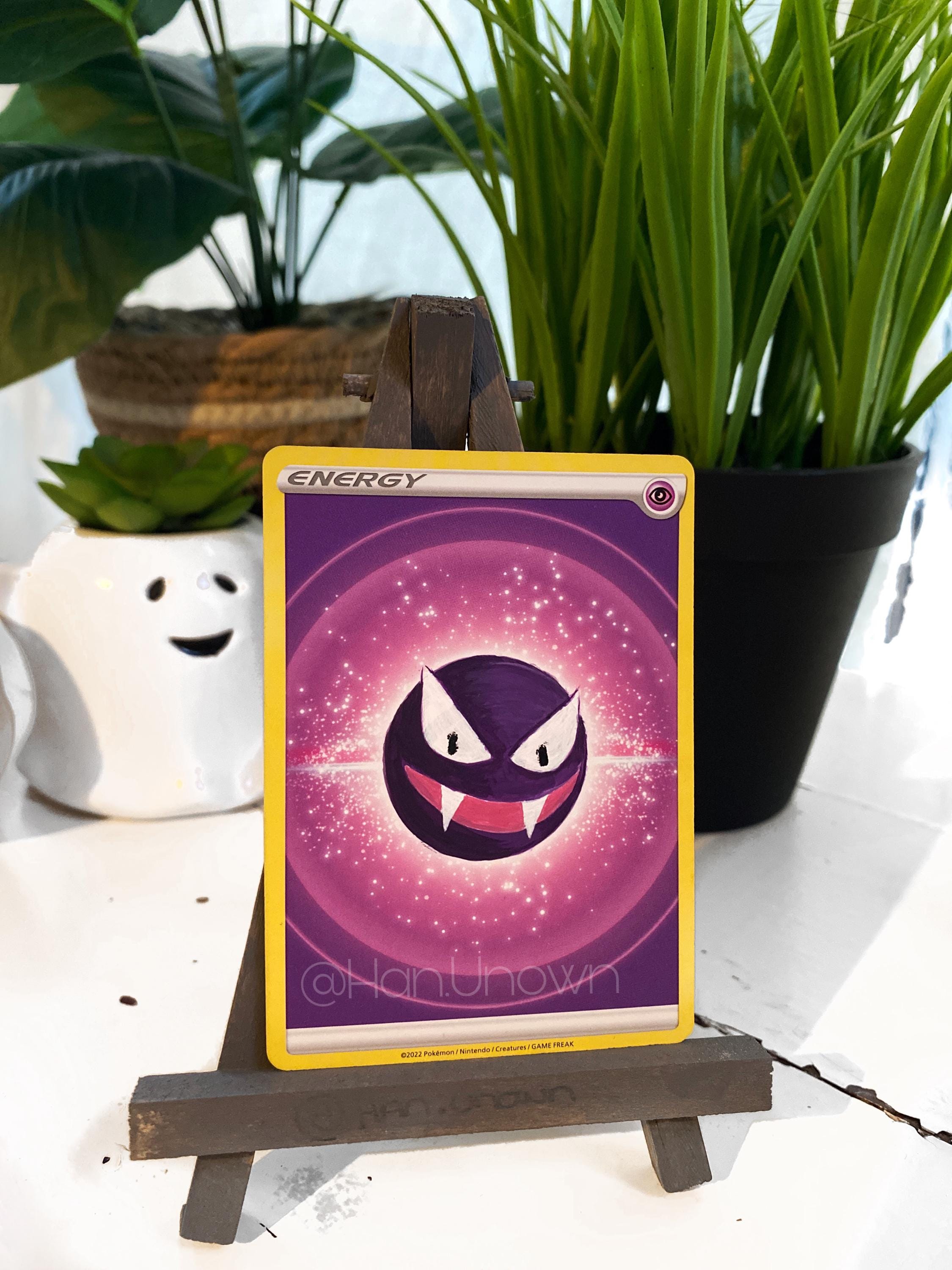 Gastly Altered Pokmon Energy Card - Painted Pokmon Card Art - Etsy