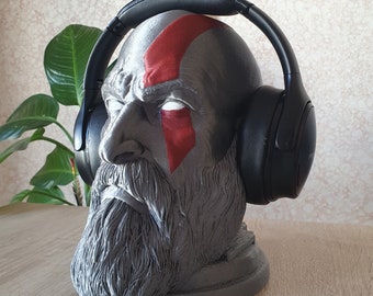 Kratos God of War Headphone Stand - Gamer Office Decor & Gaming Desk Art - Stylish Kratos Headset Holder