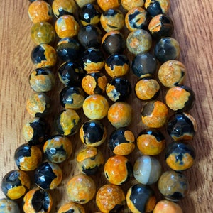 10mm Fire Crackle Agate Beads