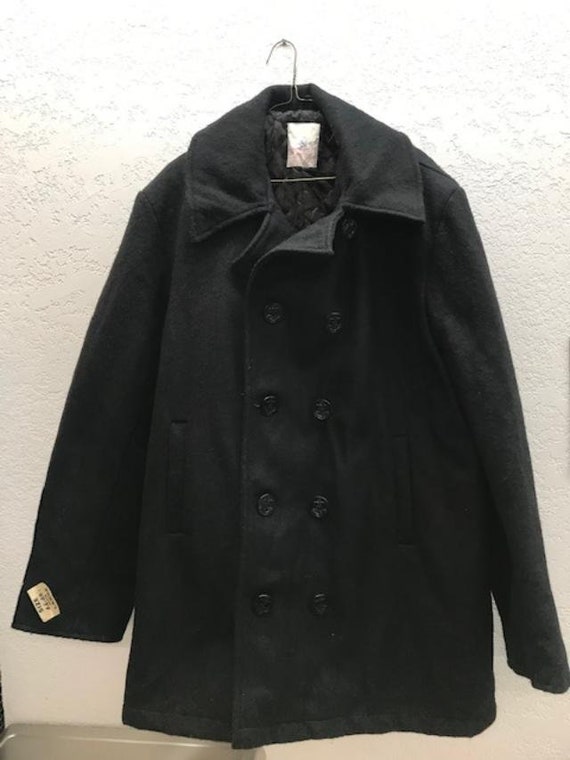 Men's Black Wool Navy PeaCoat