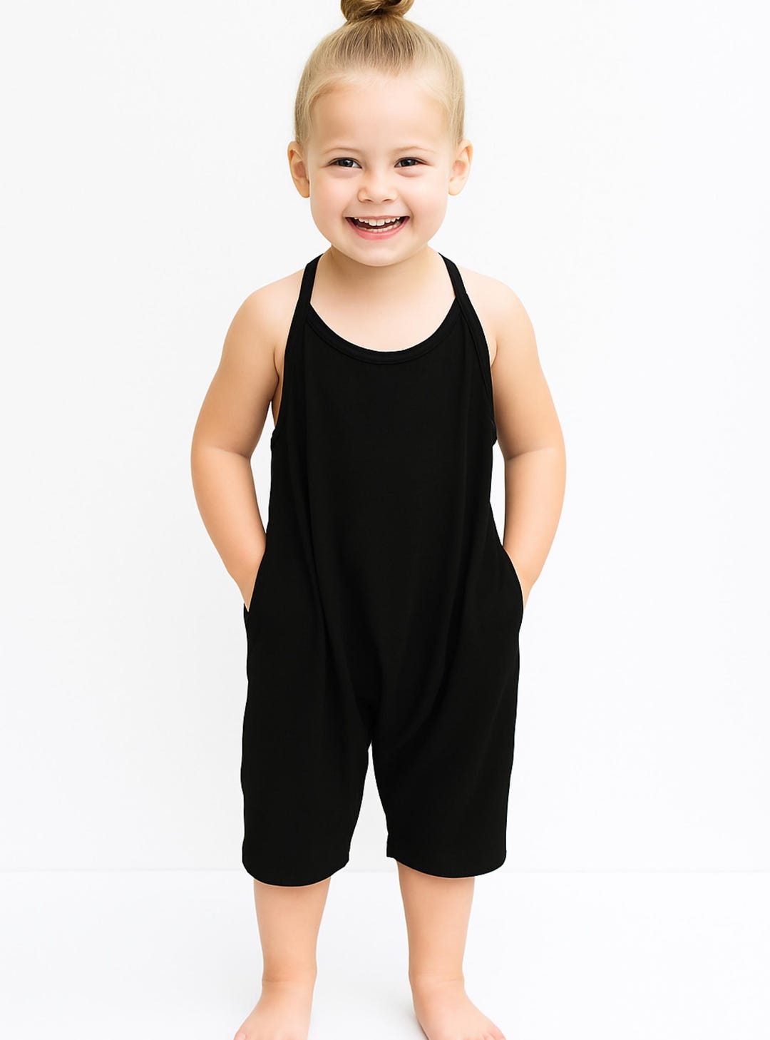 Girls Summer Romper With Pockets, Baby Toddler Jumpsuit Outfit, Halter ...