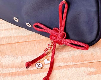 Good Luck Knot Bag Charm, Custom Name Initial Lucky Knot Keychain, Chinese Knot Bag Charm Accessory For Bag, Purse Accessory Bookbag