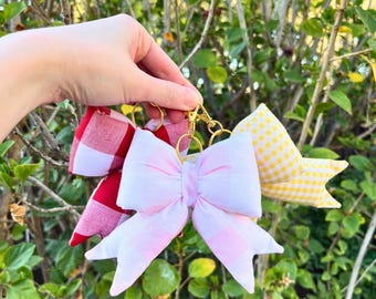 Puffy Bow Purse Charm, Fluffy Keychain for Handbags, Cute Ribbon Bow Charm, Bag Accessory for Gifts or Bridesmaids