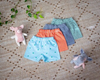 Gingham Baby Shorts, Elastic Waist Cotton Summer Shorties