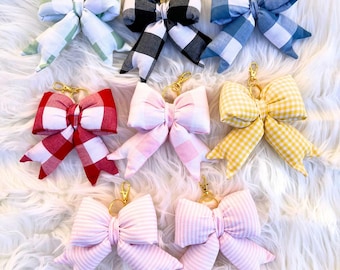 Cute Puffy Bow Keychain, Purse Charm for Women, Ribbon Bag Charm for Tote or Backpack, Bridal Gift Filler