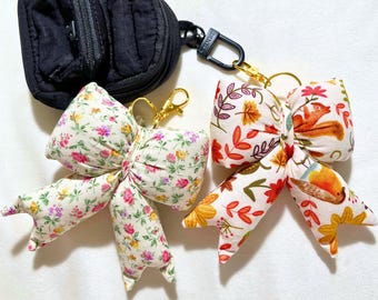 Cute Puffy Bow Keychain, Purse Charm for Women, Ribbon Bag Charm for Tote or Backpack, Bridal Gift Filler