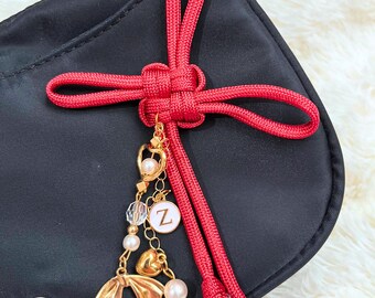 Good Luck Knot Bag Charm, Custom Name Initial Lucky Knot Keychain, Chinese Knot Bag Charm Accessory For Bag, Purse Accessory Bookbag