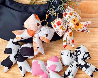 Cute Puffy Bow Keychain, Purse Charm for Women, Ribbon Bag Charm for Tote or Backpack, Bridal Gift Filler