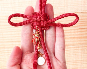 Custom Name Lucky Knot Keychain, Chinese Knot Bag Charm, Personalized Purse Charm, Good Luck Bag Accessory, Backpack Keychain Gift