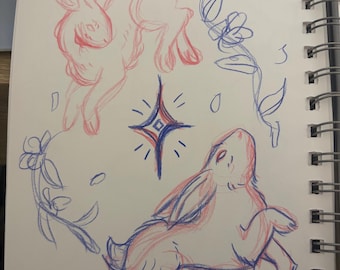 Custom Sketch Page: Bunny, Flowers, Stars