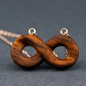 Collier infini en bois fait main : pendentif minimaliste pour toujours, collier initiale