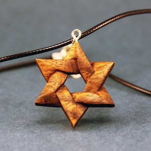 Personalized Star of David Necklace Custom Jewish Jewelry Gift Wooden Pendant Necklace Name Necklace
