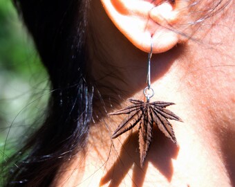 Handmade Wooden Leaf Earrings