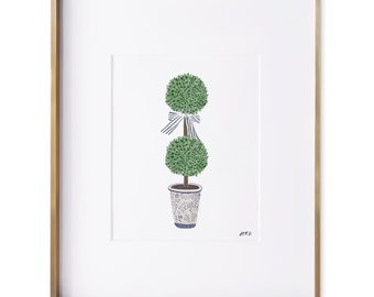 Boxwood  | Topiary | Ginger Jar | watercolor print