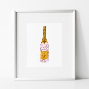 ピンク シャンパン | デジタル ダウンロード フローラル | シノワズリ | ヴーヴ | パーティー | デジタル プリント | 自宅からプリント | バー カート | | 水彩画