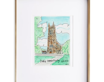 Duke Chapel Print | Durham Art | Watercolor | North Carolina College | graduation gift | grad