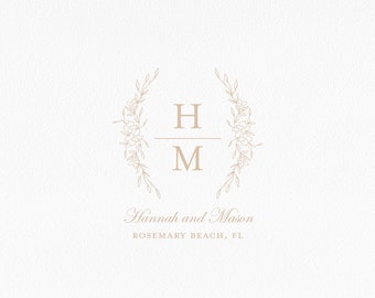 Wedding Monogram | Floral | Script Wedding Monogram | Custom |  Couple Monogram | Stacked Initials | Wedding Logo