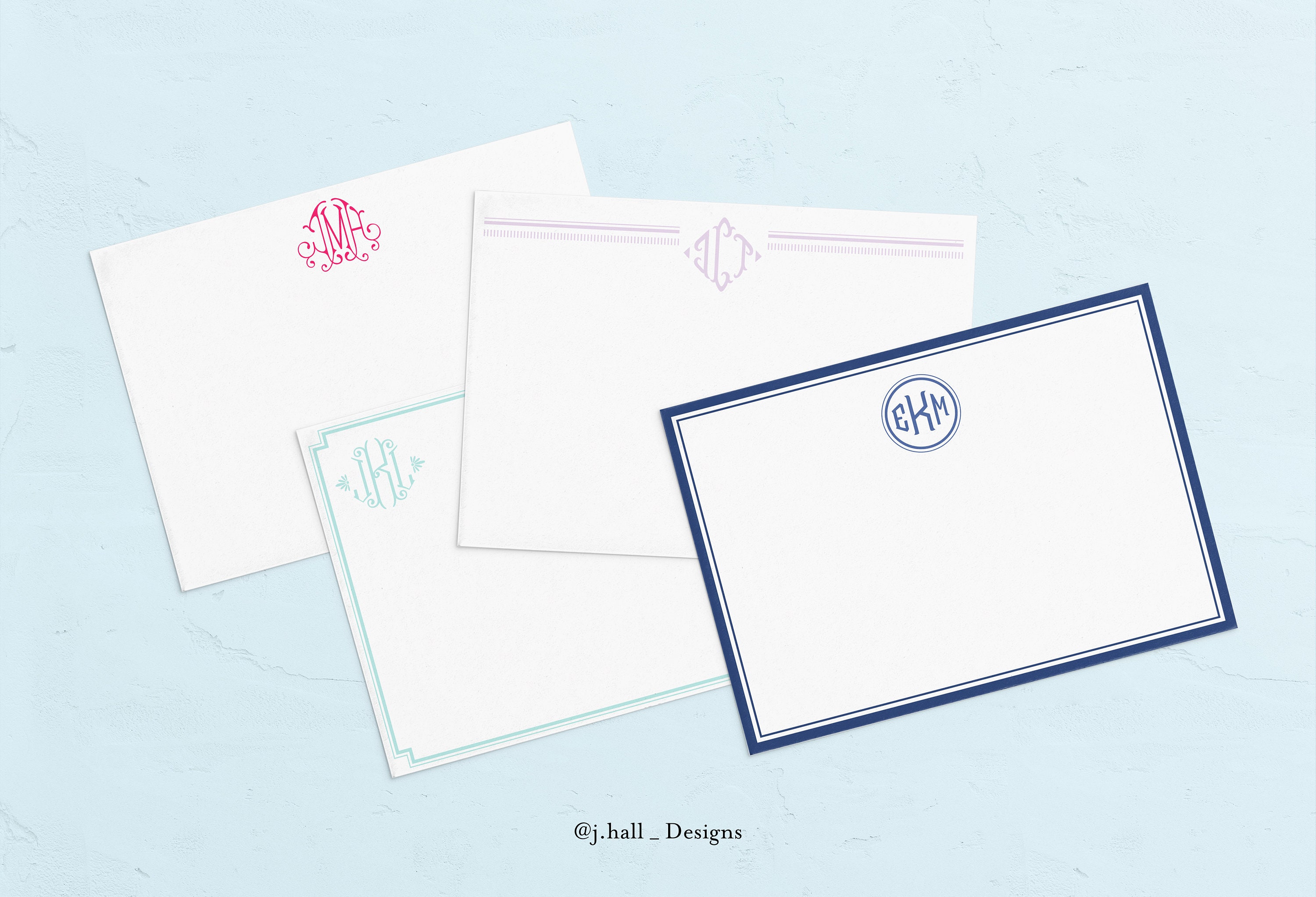 Monogrammed Note Cards / Personalized Stationary With Traditional Monogram  / Set of Notecards / Social Stationary / Personalized Notecard 