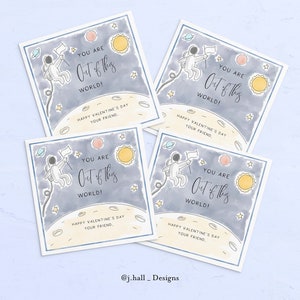 Outer Space | Astronaut | Kids | DIY | Valentines Day | Print at home | Cards | Digital File