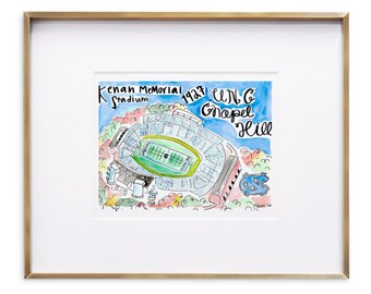 UNC Illustration | Chapel Hill Kenan stadium Print | NC College Art graduation gift | grad gift
